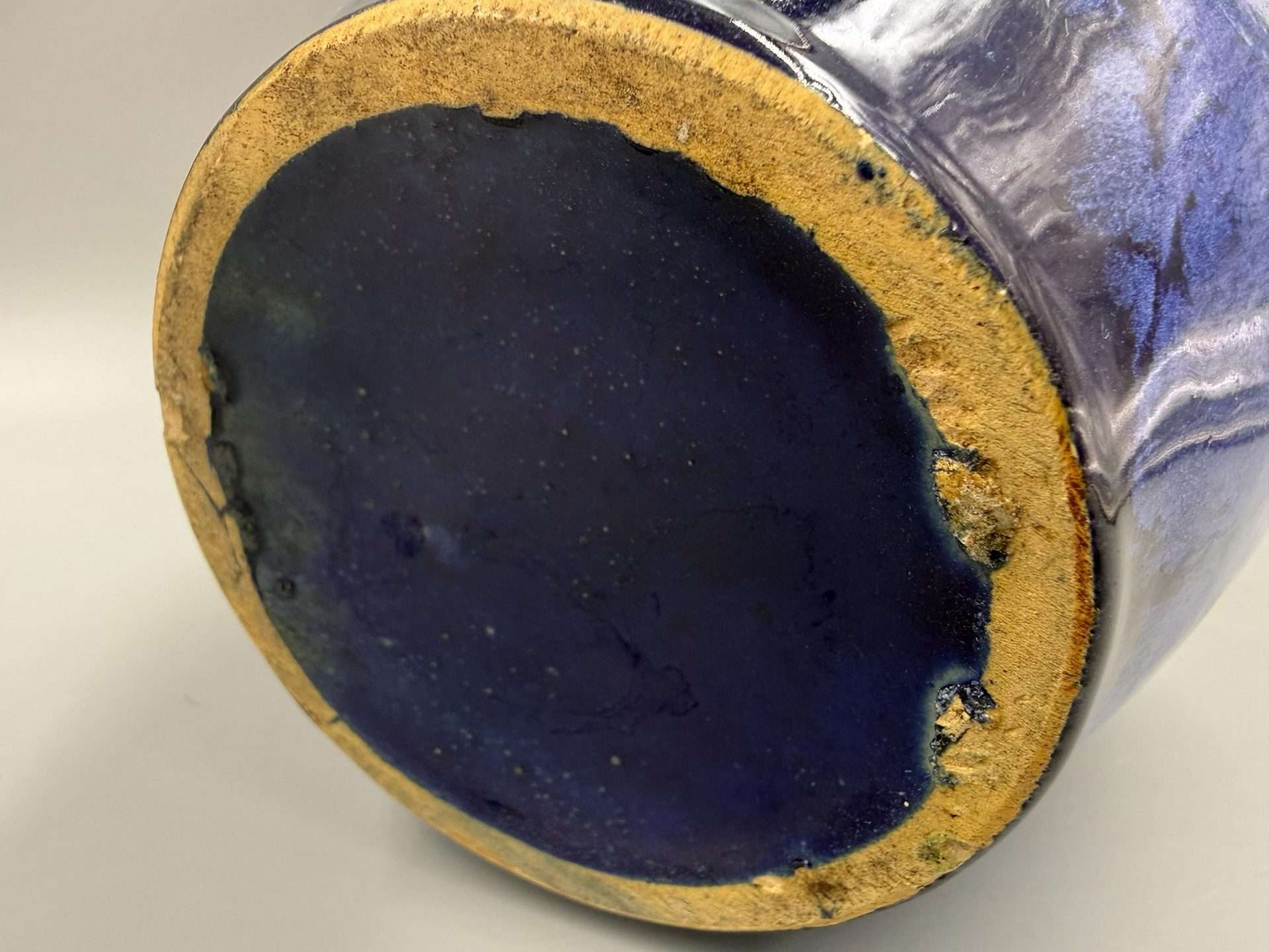 1930s Brush McCoy Blue Onyx Art Pottery Vase Cobalt Drip Glaze Ohio Ceramic Vase - Image 3