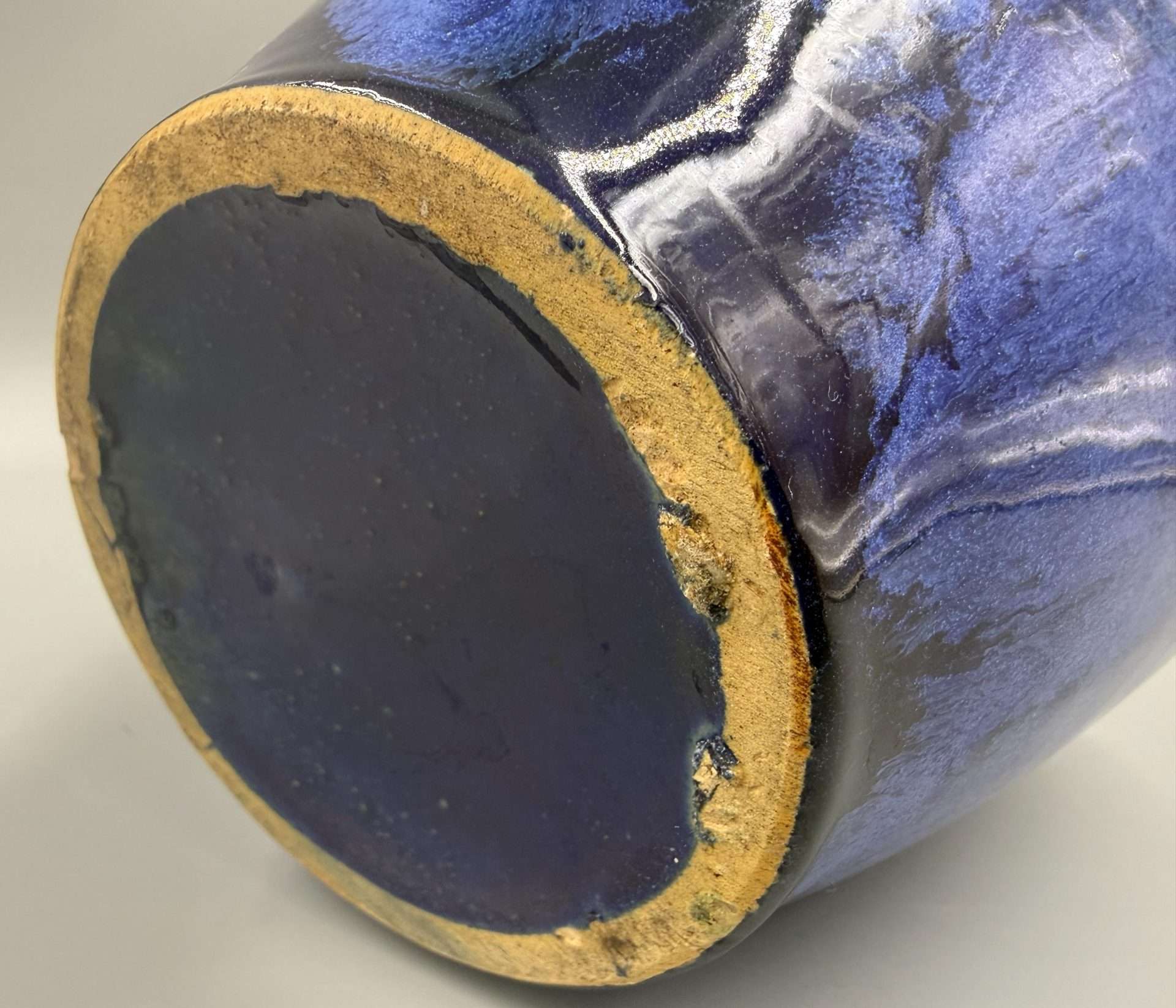 1930s Brush McCoy Blue Onyx Art Pottery Vase Cobalt Drip Glaze Ohio Ceramic Vase - Image 16