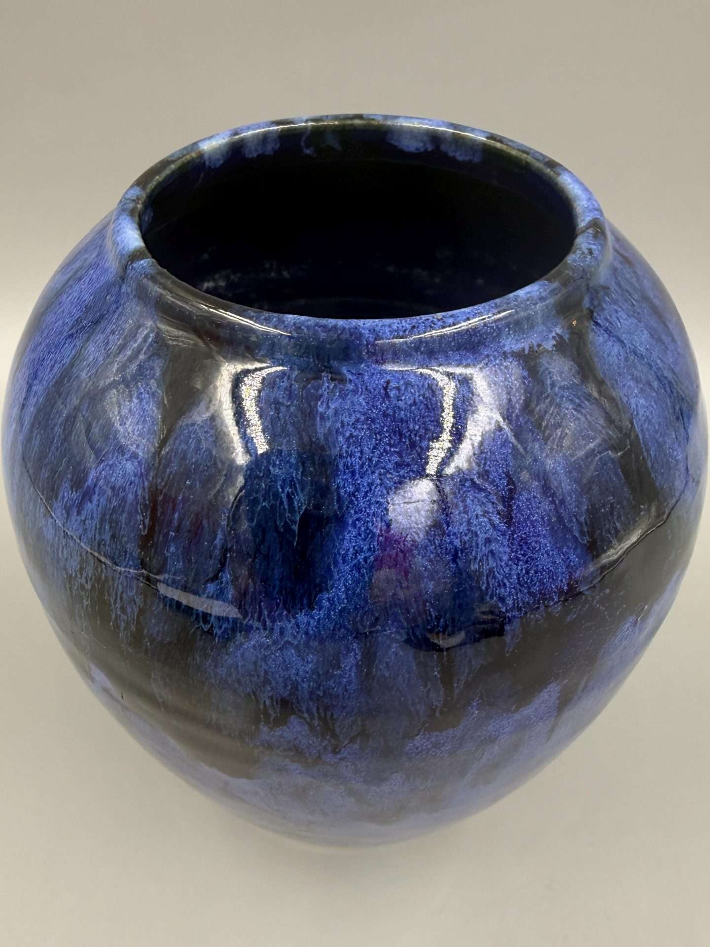1930s Brush McCoy Blue Onyx Art Pottery Vase Cobalt Drip Glaze Ohio Ceramic Vase - Image 12