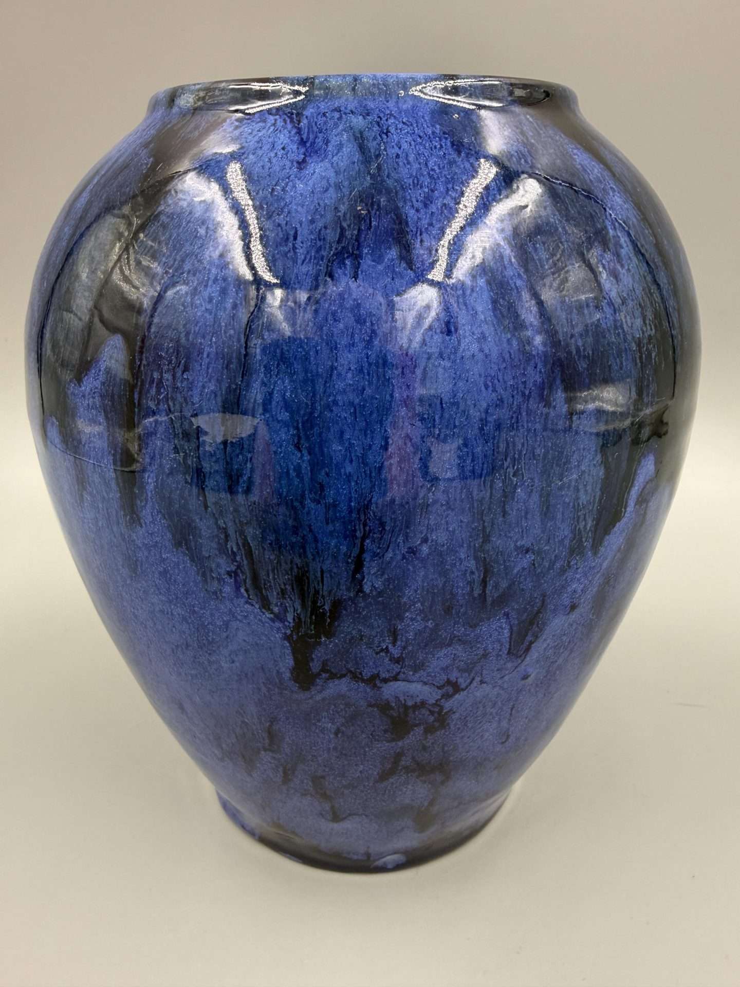 1930s Brush McCoy Blue Onyx Art Pottery Vase Cobalt Drip Glaze Ohio Ceramic Vase - Image 14