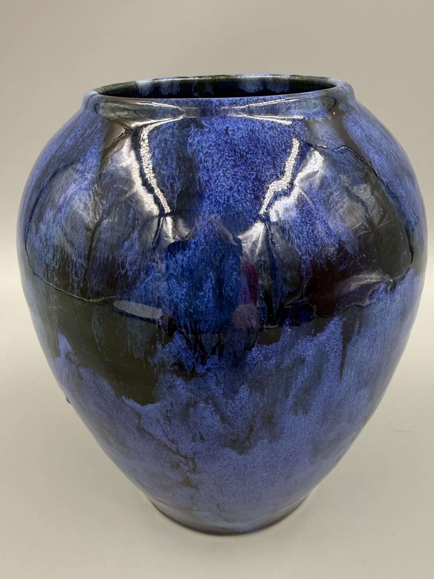 1930s Brush McCoy Blue Onyx Art Pottery Vase Cobalt Drip Glaze Ohio Ceramic Vase - Image 15